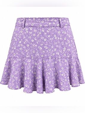 Zara Purple Floral Tiered Ruffle Mini Skirt Size XS / US 6